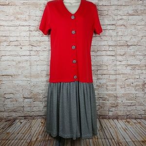 Donna Turan Small Red gathered drop waist